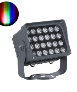 GloboStar® FLOOD-XENA 90700 Προβολέας Wall Washer με Αντιθαμβωτική Γρίλια για Φωτισμό Κτιρίων LED 48W 4080lm 10° DC 24V Αδιάβροχο IP65 L17.5 x W12.5 x H18cm RGBW DMX512 – Γκρι Ανθρακί – 3 Years Warranty