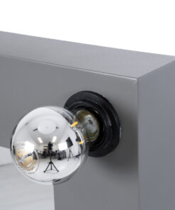 GloboStar® MAKEUP MIRROR-80×80-6 Μοντέρνος Καθρέπτης Μακιγιάζ με Πλαίσιο Φυσικού Ξύλου με Διακόπτη On/Off 12 x E27 AC220-240V – Μ80 x Π7 x Υ80cm – Γκρι Ανθρακί