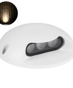 GloboStar® STEP-LUNA 90619 Επιφανειακό Φωτιστικό Σκαλοπατιού – Διαδρόμου LED 3W 330lm 10° DC 24V Αδιάβροχο IP65 Φ12 x Υ3cm Θερμό Λευκό 3000K – Λευκό – 3 Years Warranty