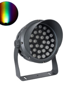 GloboStar® FLOOD-DIMO 90745 Προβολέας Wall Washer με Αντιθαμβωτική Γρίλια για Φωτισμό Κτιρίων LED 54W 4590lm 10° DC 24V Αδιάβροχο IP67 Μ26 x Π28 x Υ35cm RGBW DMX512 – Γκρι Ανθρακί – 3 Χρόνια Εγγύηση