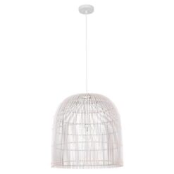 ΦΩΤΙΣΤΙΚΟ ΚΡΕΜΑΣΤΟ ΜΟΝΟΦΩΤΟ Ε27 MAX 60W D500X500 RATTAN ΛΕΥΚΟ EUROLAMP – 144-33016
