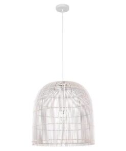 ΦΩΤΙΣΤΙΚΟ ΚΡΕΜΑΣΤΟ ΜΟΝΟΦΩΤΟ Ε27 MAX 60W D500X500 RATTAN ΛΕΥΚΟ EUROLAMP – 144-33016