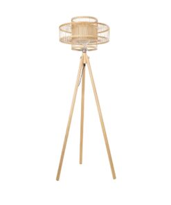 GloboStar® POPPY 01989 Boho Επιδαπέδιο Φωτιστικό Μονόφωτο 1 x E27 IP20 Μπεζ Ξύλο – Μ58 x Π58 x Υ149cm