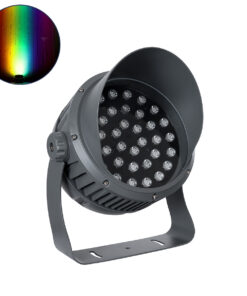 GloboStar® FLOOD-DIMO 90748 Προβολέας Wall Washer με Αντιθαμβωτική Γρίλια για Φωτισμό Κτιρίων LED 100W 8500lm 10° DC 24V Αδιάβροχο IP67 Μ34 x Π36 x Υ44cm RGBW DMX512 – Γκρι Ανθρακί – 3 Χρόνια Εγγύηση