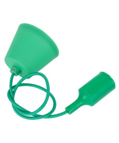 GloboStar® CABLITO 61556 Μοντέρνο Κρεμαστό Φωτιστικό Οροφής Μονόφωτο 1 x E27 Πράσινο Σιλικόνης Ανάρτηση με Υφασμάτινο Καλώδιο Φ4 x Υ110cm