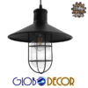 GloboStar® SKIPPER 01034 Vintage Industrial Κρεμαστό Φωτιστικό Οροφής Μονόφωτο 1 x E27 Μαύρο Μεταλλικό Καμπάνα Φ27 x Y28cm