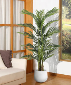 GloboStar® Artificial Garden CHELSEA 20802 Διακοσμητικό Πολυεστερικό Τσιμεντένιο Κασπώ Γλάστρα – Flower Pot Λευκό με Μαύρες Λεπτομέριες Μ25 x Π27 x Υ30cm