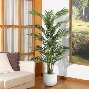 GloboStar® Artificial Garden CHELSEA 20802 Διακοσμητικό Πολυεστερικό Τσιμεντένιο Κασπώ Γλάστρα – Flower Pot Λευκό με Μαύρες Λεπτομέριες Μ25 x Π27 x Υ30cm