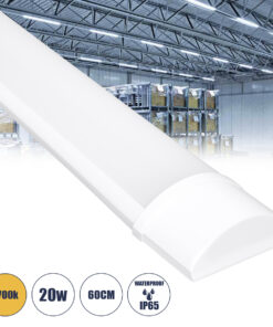 GloboStar® 60157 LED Γραμμικό Βιομηχανικό Φωτιστικό Tri-Proof 60cm 20W 1808lm 120° AC 220-240V Αδιάβροχο IP65 Μ60 x Π7.5 x Υ2.5cm Θερμό Λευκό 2700K – 2 Χρόνια Εγγύηση