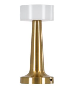 GloboStar® NANNA 76475 Μοντέρνο Επιτραπέζιο Φωτιστικό Πορτατίφ LED 1.5W 105lm 120° DC 5V Επαναφορτιζόμενο με Μπαταρία Li-ion 1800mAh – Διακόπτη Αφής με 3 Εναλλαγές Φωτισμού CCT Θερμό – Φυσικό – Ψυχρό 1500K – 4500K – 6000K Dimmable – D9 x 21cm – Χρυσό