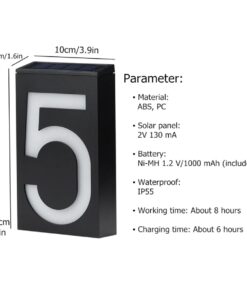 GloboStar® 71516 Αυτόνομο Ηλιακό Φωτιστικό LED SMD 1W 100lm με Ενσωματωμένη Μπαταρία 1000mAh – Φωτοβολταϊκό Πάνελ με Αισθητήρα Ημέρας-Νύχτας για Αρίθμηση Δρόμου με Αριθμό 6 Αδιάβροχο IP55 Ψυχρό Λευκό 6000K