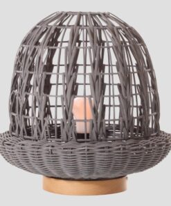 ΠΟΡΤΑΤΙΦ E27 ΒΑΣΗ ΞΥΛΟ & RATTAN Φ29×30 ΓΚΡΙ EUROLAMP 144-78000
