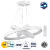 GloboStar® NEMESIS TRIO 61168-DECO Κρεμαστό Φωτιστικό Δαχτυλίδι-Κύκλος LED CCT 100W 12123lm 360° AC 220-240V – Εναλλαγή Φωτισμού μέσω Τηλεχειριστηρίου All In One Ψυχρό 6000k+Φυσικό 4500k+Θερμό 2700k Dimmable Φ25+40+60cm – Λευκό – 3 Years Warranty
