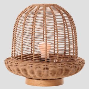 ΠΟΡΤΑΤΙΦ E27 ΒΑΣΗ ΞΥΛΟ & RATTAN Φ29×30 ΜΠΕΖ EUROLAMP 144-78002