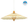 GloboStar® VENTALIA 00895 Vintage Κρεμαστό Φωτιστικό Οροφής Μονόφωτο 1 x E27 Καφέ Ξύλινο Bamboo Φ80 x Y40cm
