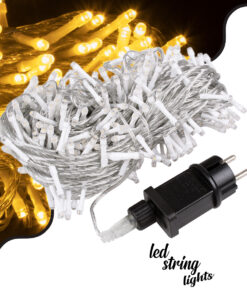 85839 Διακοσμητική Γιρλάντα 33 Μέτρα με Controller 8 Προγραμμάτων Εναλλαγών Φωτισμού – Επεκτεινόμενη 300 LED 3.6W AC 230V με Διάφανο Καλώδιο & Πρίζα Schuko Αδιάβροχη IP44 Θερμό Λευκό 3000K Μ33m