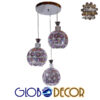 GloboStar® BOUQUET 01248 Μοντέρνο Κρεμαστό Φωτιστικό Οροφής Τρίφωτο 3 x E27 Ασημί Μεταλλικό με Κρύσταλλα Φ50 x 24cm
