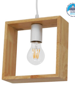 GloboStar® ELISE 01428 Μοντέρνο Κρεμαστό Φωτιστικό Οροφής Μονόφωτο 1 x E27 Μπεζ Ξύλινο Δρυς Μ20 x Π8 x Υ23cm