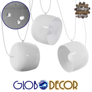GloboStar® JASPER 01376 SET 3 Μοντέρνα Κρεμαστά Φωτιστικά Οροφής Τρίφωτο 3 x E27 Λευκά Μεταλλικά Καμπάνα Φ25 x Υ22cm