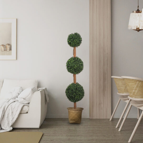 GloboStar® Artificial Garden CECILIA 20343 Διακοσμητικό Ψάθινο Καλάθι – Κασπώ Γλάστρα – Flower Pot Μπεζ Φ26cm x Υ26cm