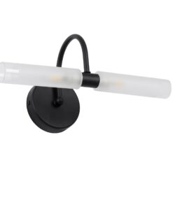 GloboStar® PAOLA 60416 Μοντέρνο Φωτιστικό Τοίχου – Απλίκα Καθρέπτη Μπάνιου – Πίνακα 2 x G9 270° AC 220-240V IP44 Μ31 x Π16 x Υ15cm – Μαύρο – 5 Years Warranty