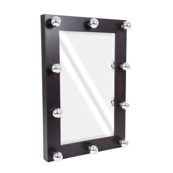 GloboStar® MAKEUP MIRROR-60×90-2 Μοντέρνος Καθρέπτης Μακιγιάζ με Πλαίσιο Φυσικού Ξύλου με Διακόπτη On/Off 10 x E27 AC220-240V – Μ60 x Π7 x Υ90cm – Καφέ Wenge