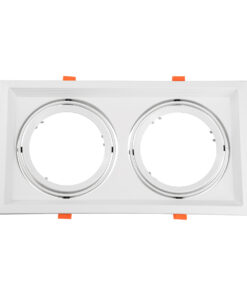 GloboStar® VITA 77854 Χωνευτό Κινούμενο Διπλό Τετράγωνο Σποτ Οροφής για Λάμπα AR111 – IP20 – Χυτό Αλουμίνιο – M33.5 x Π17.5 x Y5.5cm – Λευκό – 5 Χρόνια Εγγύηση