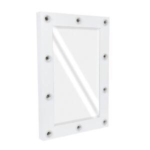 GloboStar® MAKEUP MIRROR-60×90-4 Μοντέρνος Καθρέπτης Μακιγιάζ με Πλαίσιο Φυσικού Ξύλου με Διακόπτη On/Off 10 x E27 AC220-240V – Μ60 x Π7 x Υ90cm – Λευκή Λάκα