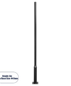 Μεταλλικός Στύλος – Ιστός – Κολώνα σε Μαύρο Χρώμα για Φωτιστικά Δρόμου και Πλατείας Ύψος 3 Μέτρα Φ6.1cm GloboStar 12111