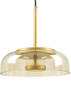 GloboStar® CHARLOTTE 00744 Μοντέρνο Κρεμαστό Φωτιστικό Οροφής Μονόφωτο Μελί Γυάλινο Χρυσό Μεταλλικό CREE LED 5W 500lm 180° AC 85-265V Θερμό Λευκό 2700K Φ23 x Υ23cm