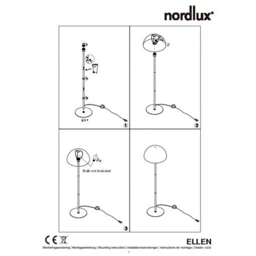 Nordlux Ellen 40 Φωτιστικό Δαπέδου Μαύρο E27  Μεταλλικό –  48584003