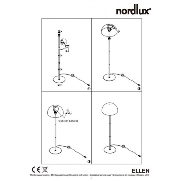 Nordlux Ellen 40 Φωτιστικό Δαπέδου Μαύρο E27  Μεταλλικό –  48584003