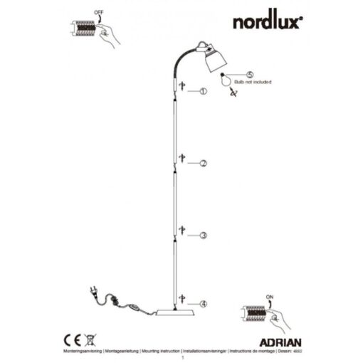 Nordlux Adrian Φωτιστικό Δαπέδου Ανθρακί E27  Μεταλλικό/Πλαστικό –  48824003