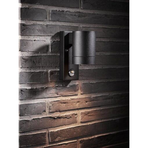 Επιτοίχιο Φωτιστικό Nordlux Tin 1xGU10 Μαύρου Χρώματος IP54 με ανιχνευτή κίνησης –  21509103