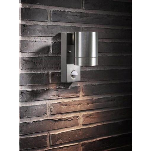 Επιτοίχιο Φωτιστικό Nordlux Tin 1xGU10 Ασημί Χρώματος IP54 με ανιχνευτή κίνησης –  21509129