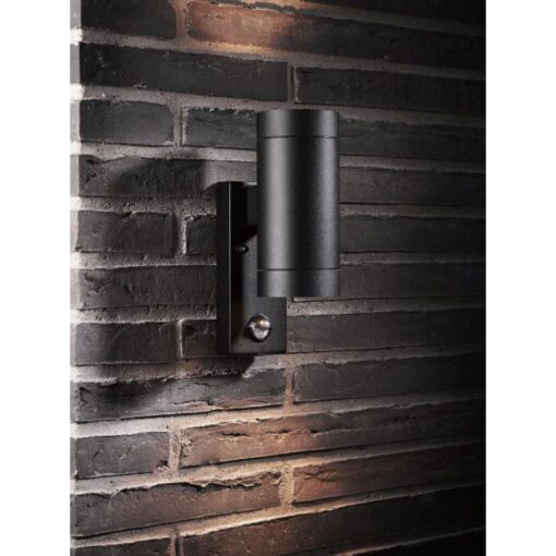 Επιτοίχιο Φωτιστικό Nordlux Tin Maxi Sensor 2xGu10 IP54 Με ανιχνευτή Κίνησης Μαύρου Χρώματος –  21519103