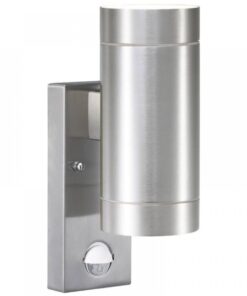 Επιτοίχιο Φωτιστικό Nordlux Tin Maxi Sensor 2xGU10 IP54 Αισθητήρα Ανίχνευσης Κίνησης Ασημί Χρώματος – 21519129
