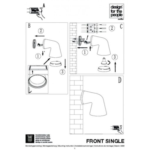 Nordlux Front Single Φωτιστικό Τοίχου Λευκό GU10  Αλουμίνιο/Γυάλινο –  46801001