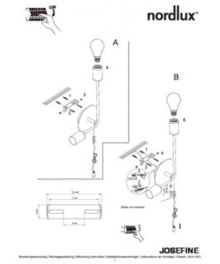 Nordlux Josefine Φωτιστικό Τοίχου Matt Μαύρο E27 Μεταλλικό – 48941003