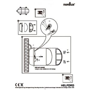 Nordlux Helford Φωτιστικό Τοίχου  Ορείχαλκος  E27  Ορείχαλκος/Γυάλινο –  49031035