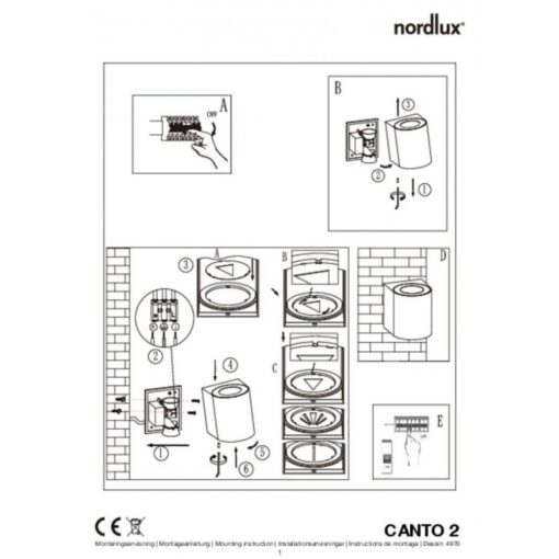 Nordlux Canto 2 Φωτιστικό Τοίχου Λευκό IP44 LED 12W 2700K –  49701001
