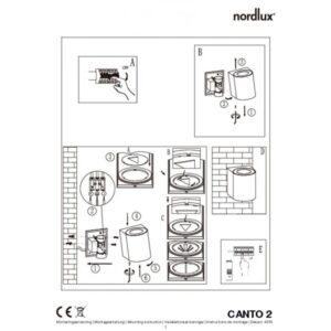 Nordlux Canto 2 Φωτιστικό Τοίχου Γκρι LED 500lm Αλουμίνιο –  49701010