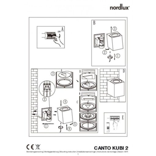 Nordlux Canto Kubi 2 Φωτιστικό Τοίχου Γαλβανιζέ LED 500lm Μεταλλικό –  49711031