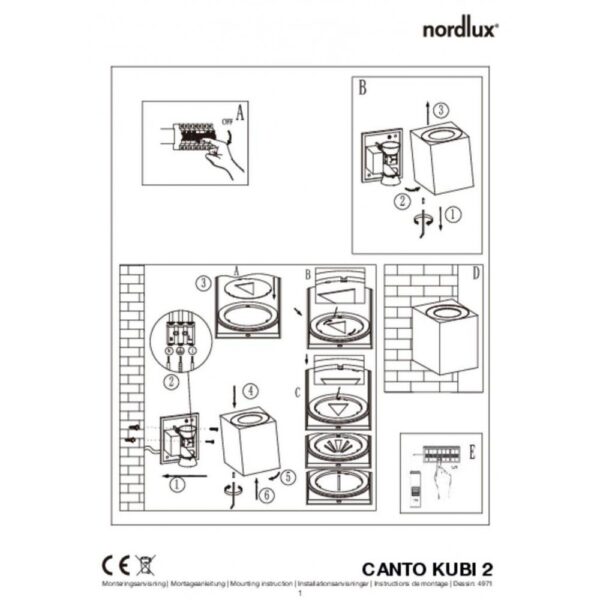 Nordlux Canto Kubi 2 Φωτιστικό Τοίχου Γαλβανιζέ LED 500lm Μεταλλικό –  49711031