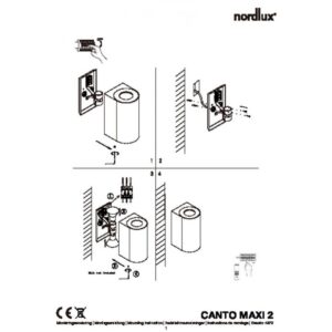 Nordlux Canto Maxi 2 Φωτιστικό Τοίχου Inox IP44 GU10  Μεταλλικό –  49721034
