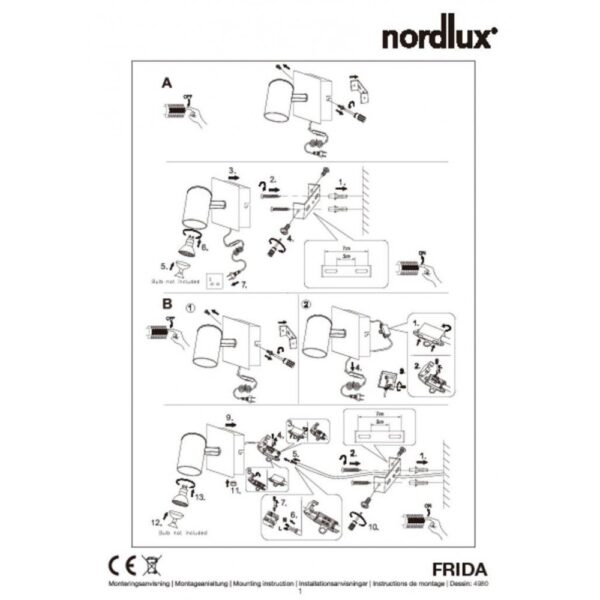 Nordlux Frida Φωτιστικό Τοίχου Λευκό GU10  Μεταλλικό –  49801001