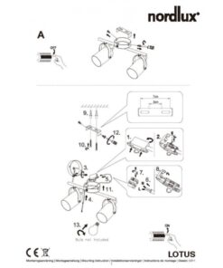 Nordlux Lotus 2-Spot Σποτ Φωτιστικό Μαύρο/ Ορείχαλκος E14 Μεταλλικό – 50110103