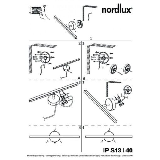 Nordlux Ip S13 40  Φωτιστικό Μπάνιου Λευκό IP44 LED 5.6W 3000K –  83061001