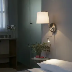 Faro Barcelona BERNI Επιτοίχιο Φωτιστικό E27 με Αναγνώστη LED 3W 3000K Χρώματος Νικελ – 29331