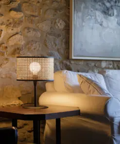 Faro Barcelona MAMBO Επιτραπέζιο Φωτιστικό Μαύρου-Ρατταν Χρώματος- 64311-48